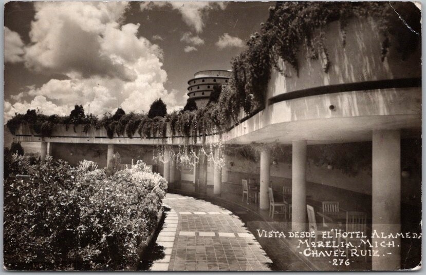 MORELIA, Michoacan MEXICO Real Photo RPPC Postcard HOTEL ALAMEDA Chavez Ruiz
