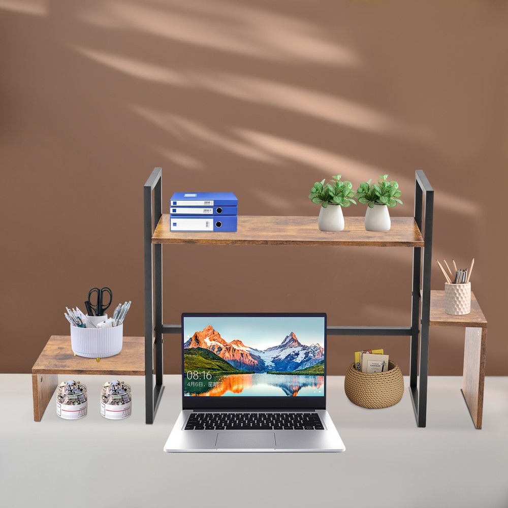 Countertop Computer Rack Desk Storage Organizer Desktop Bookshelf  Display Shelf