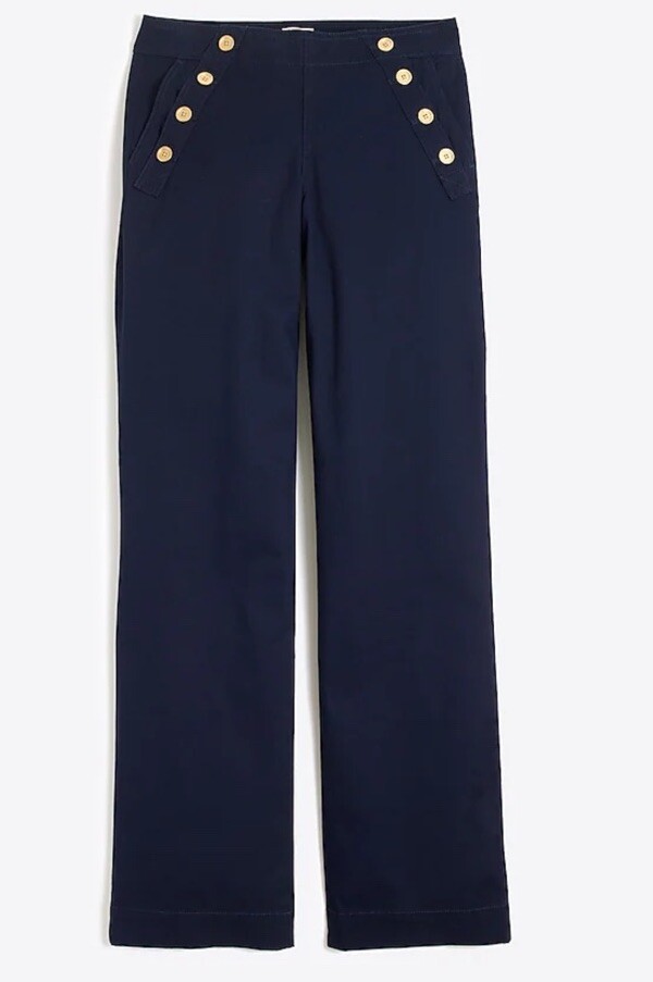 J.Crew Women’s Navy Sailor Pants Side Gold Buttons 100% Cotton Size S NWT