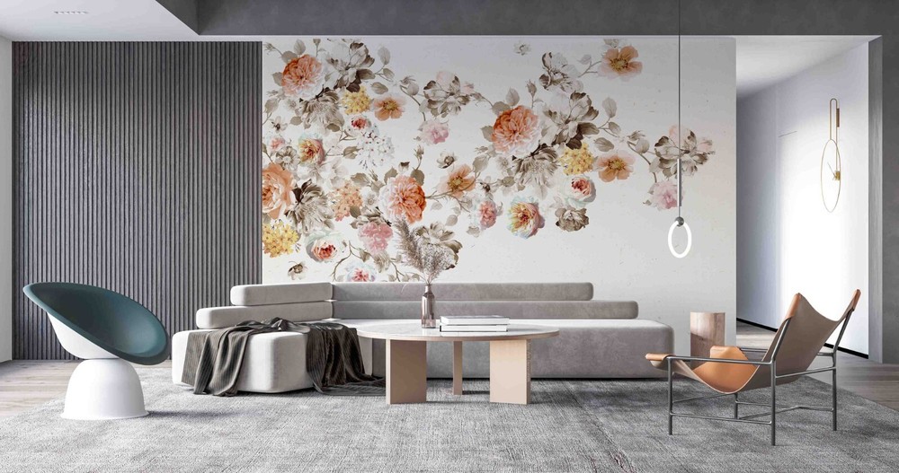 3D Hand Drawn Pink Floral Wall Murals Wallpaper Murals Wall Sticker
