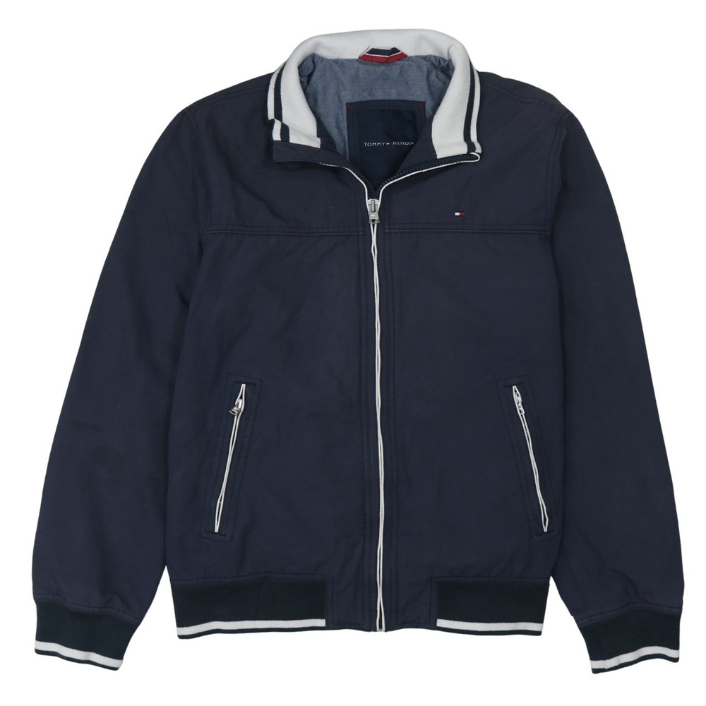 Tommy Hilfiger Mens Windbreaker Navy Blue Full Zip Harrington Jacket Logo M