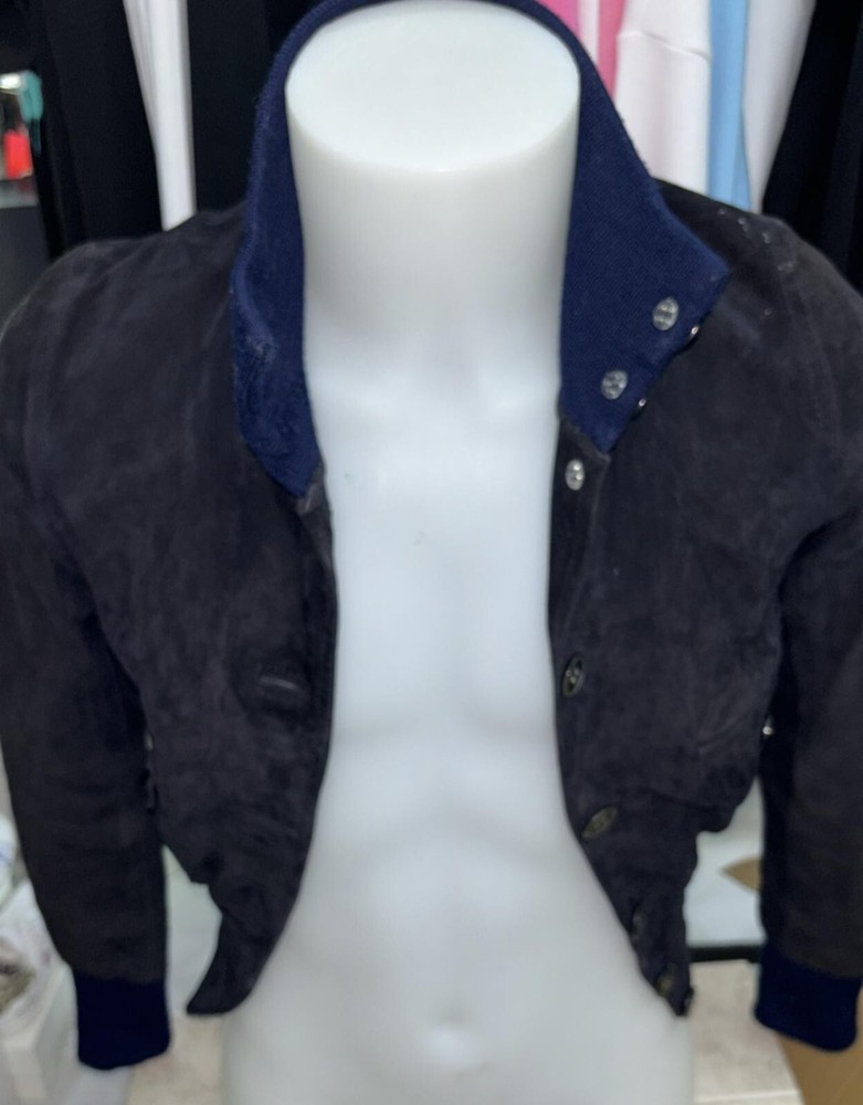 Suede Leather Jacket for Women Size 46 in Night Blue LLD246
