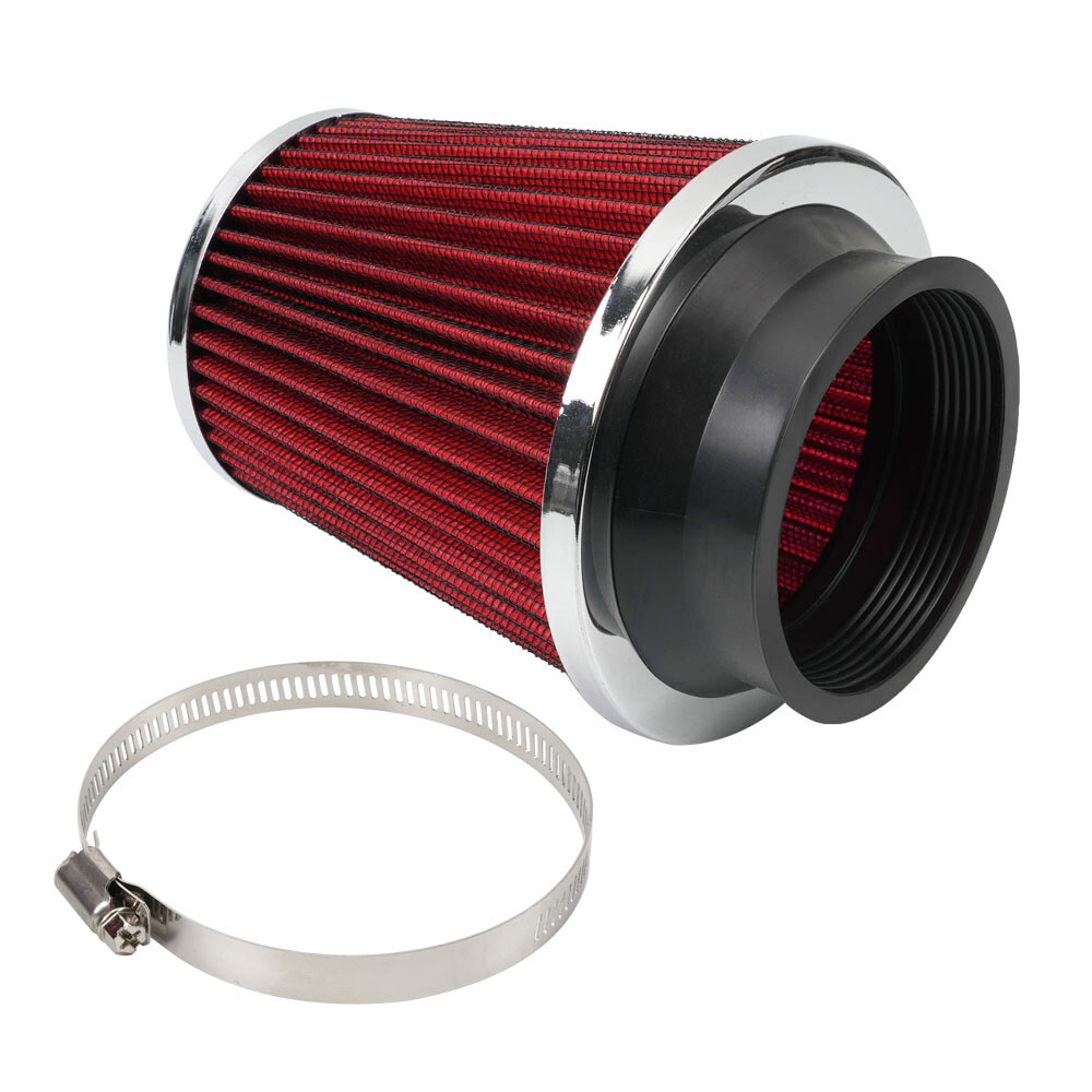 Red 3inch 76mm High Flow Inlet Dry Air Filter Cold Air Intake Cone Replacement