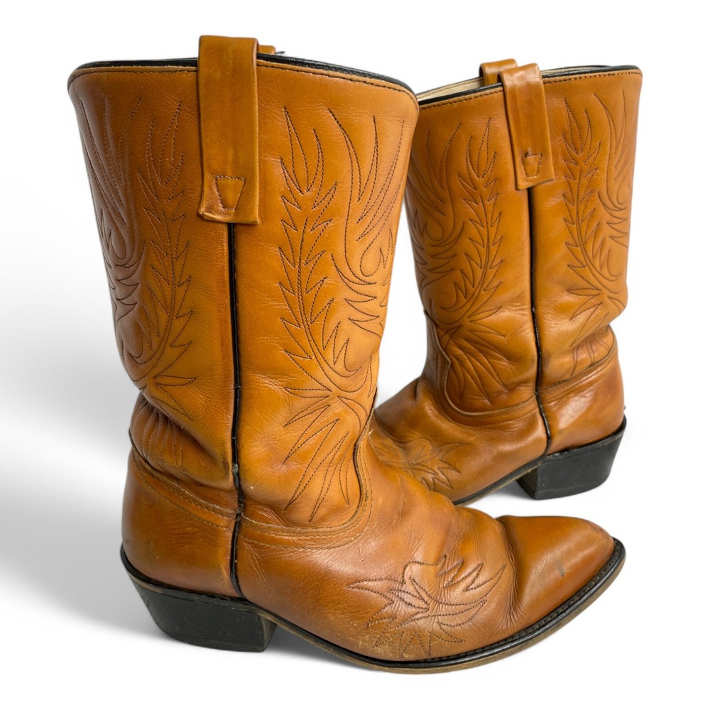 Men's Acme Carmel Brown Extra Wide Western Cowboy Boots Size 8.5 EW