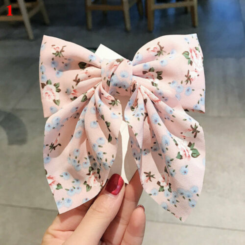 Flower Big Bow Hair Clips Barrettes Large Bow Knotted Women Girls Cute Hairpins