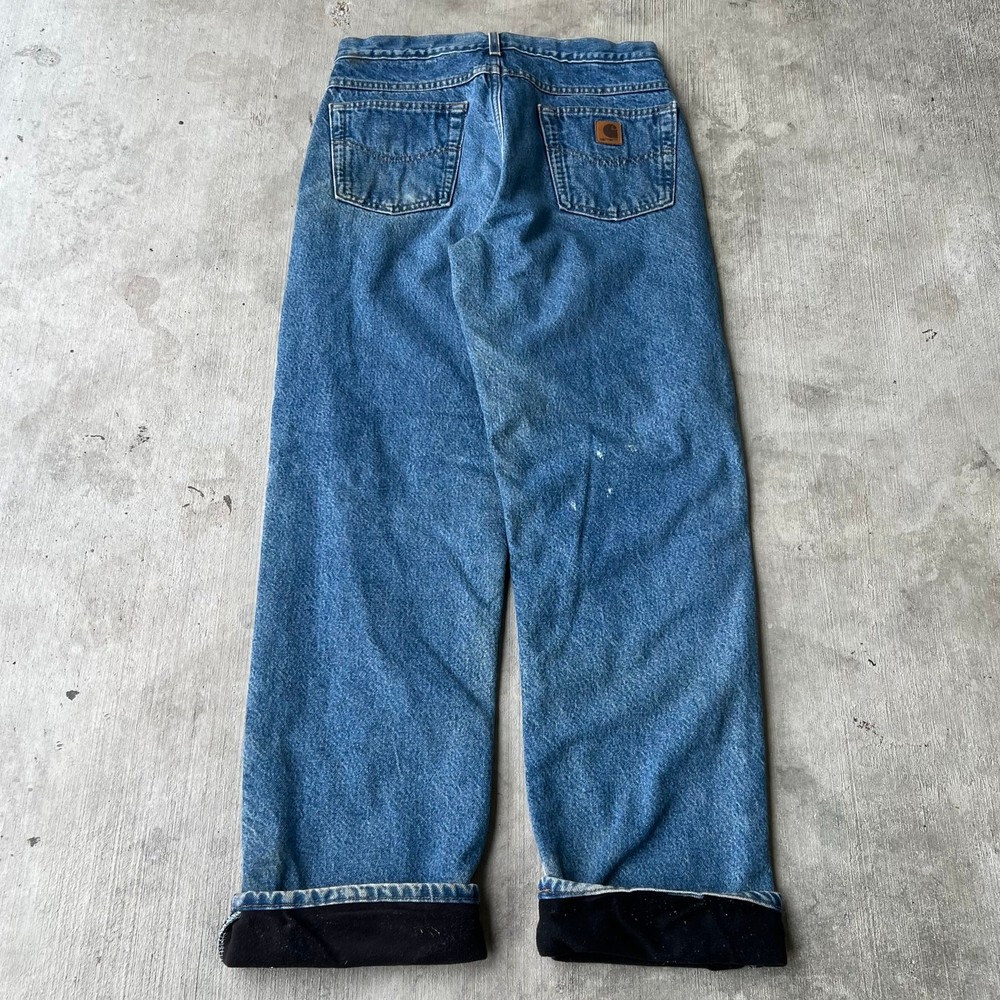 Vintage Carhartt flannel-lined denim carpenter jeans workwear