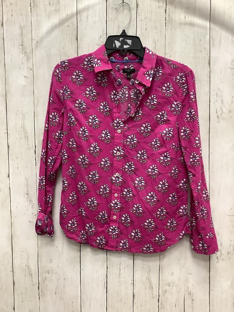 Talbots Floral Cotton Button Blouse Size Small Petite 0414-164