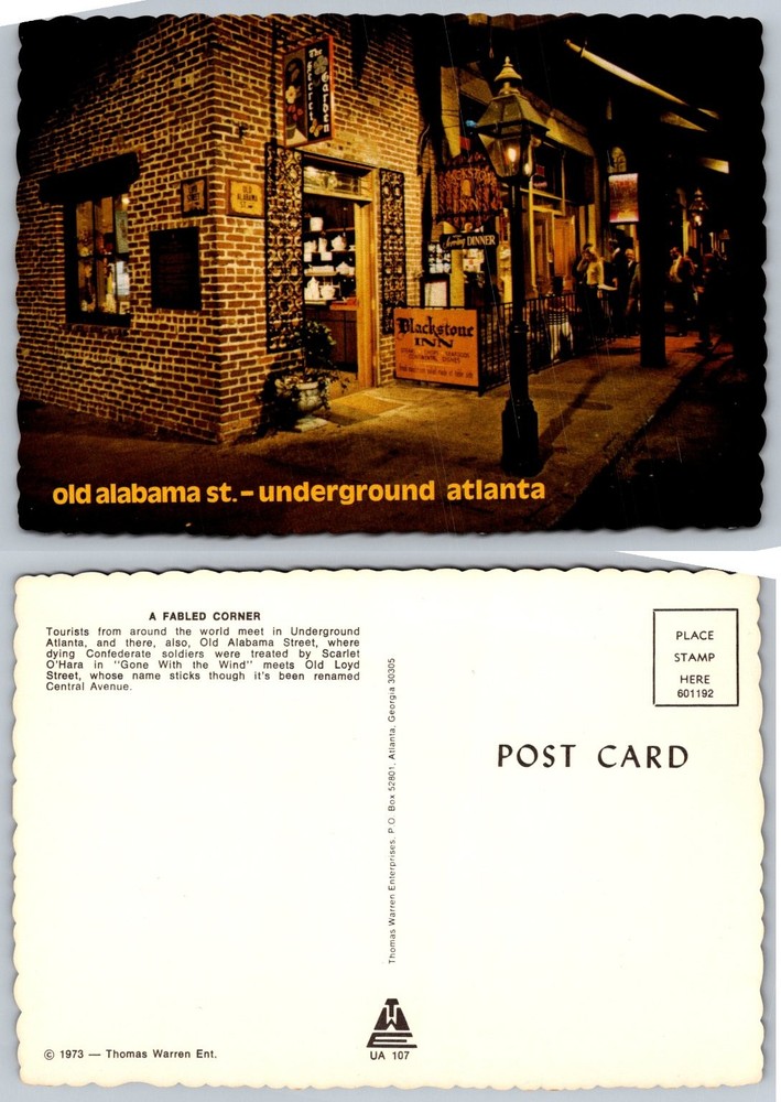 Underground Atlanta Old Alabama St Blackstone Inn Vintage Postcard 1973 Georgia