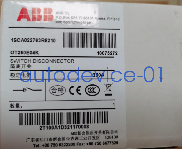1PCS NEW ABB OT250E04K 1SCA022763R5210 SWITCH DISCONNECTOR 4P 250A DHL/FedEx