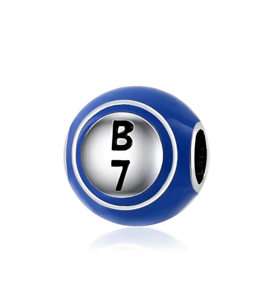 B7 Bingo Ball Charm 925 Sterling Silver For Bracelet Or Necklace