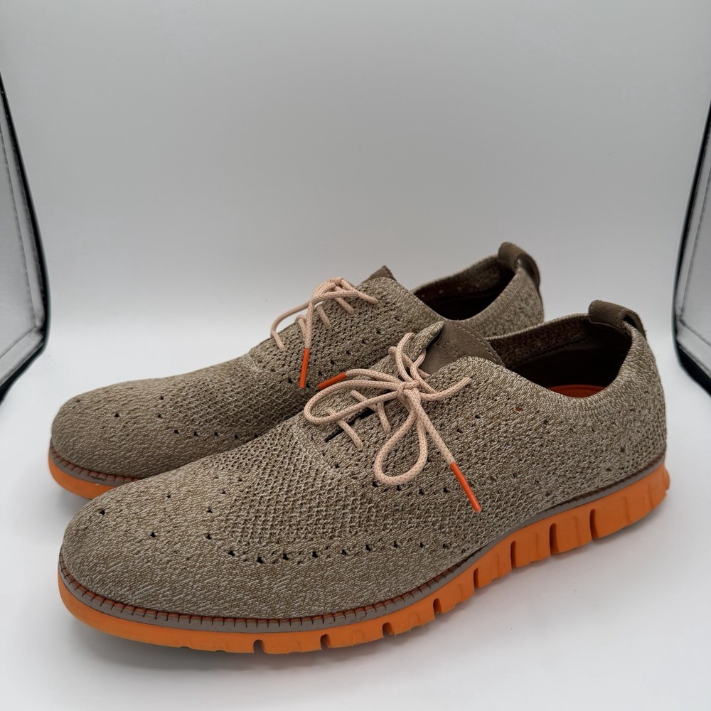 Cole Haan Men's Zerogrand Stitchlite Knit Shoes Light Brown/Orange Size 10.5