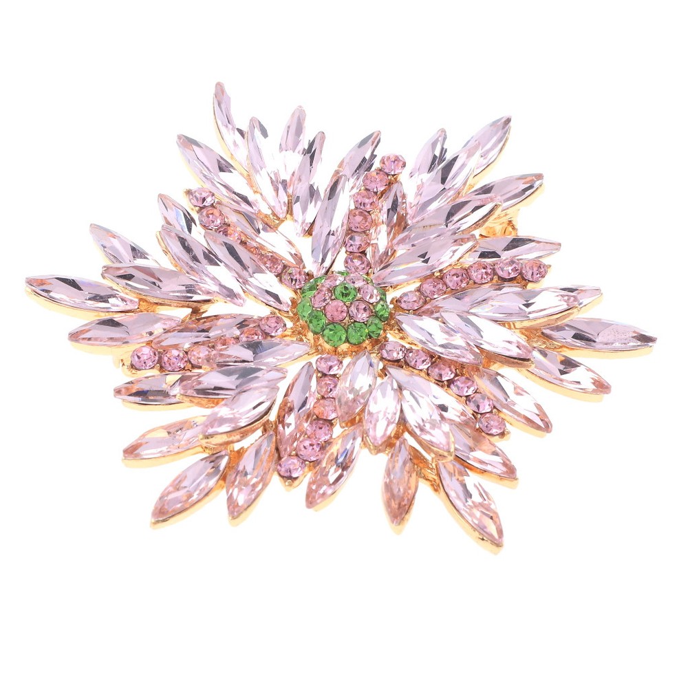 Gold Tone Metal Snow Flake Brooch with Rhinestone P1259-PNG