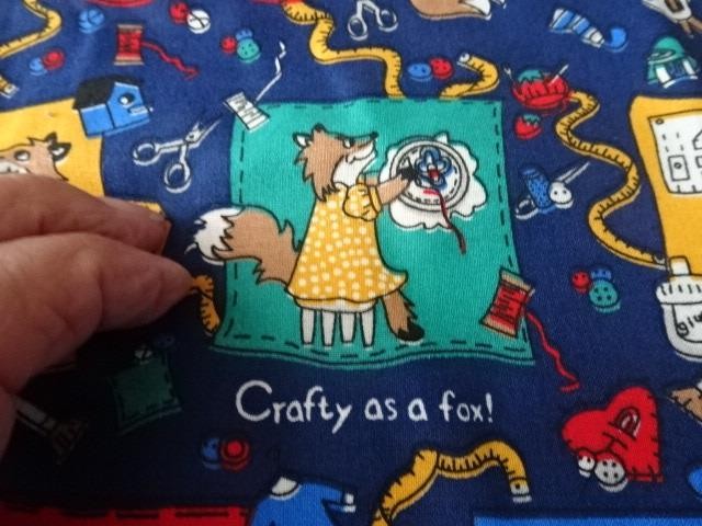 3 1/8 yds CLASSIC COTTONS cotton Quilt fabric-CRAFTY AS A FOX-crafting motif