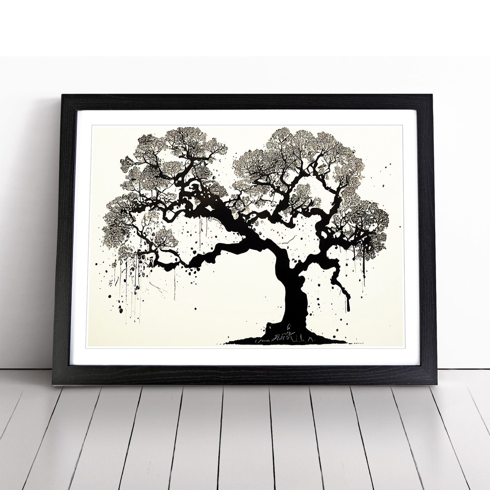 Oak Tree Framed Canvas Wall Art for Living Room Decor  