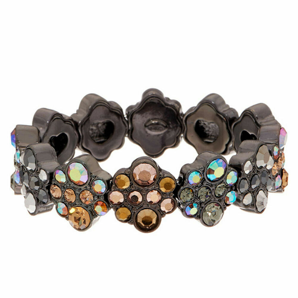 Kirks Folly Fancy Pants Stretch Bracelet GUNMETAL AVERAGE Crystal $