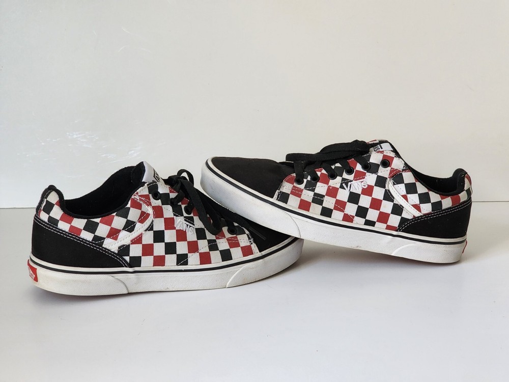 VANS Old Skool Off the Wall Black & Red Checkerboard Skate Shoes Mens 10.5