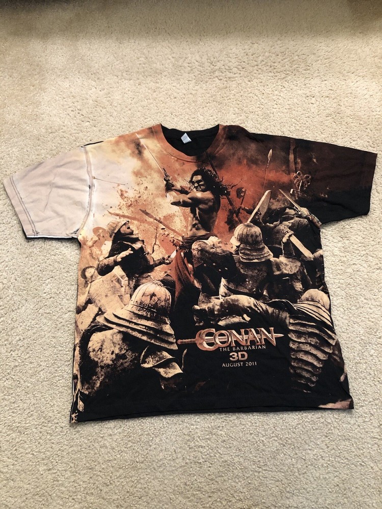 2011 Conan The Barbarian 3D Movie T Shirt All Over Print Jason Momoa XL tultex