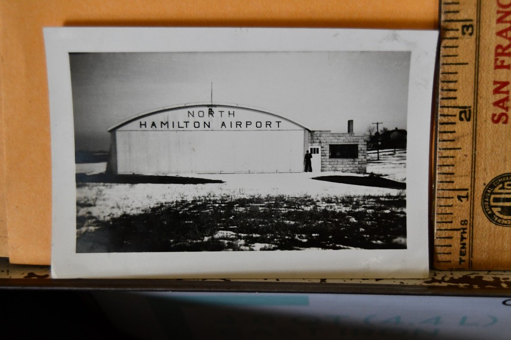 Vintage B&W Photograph North Hamilton Airport Hangar Ohio
