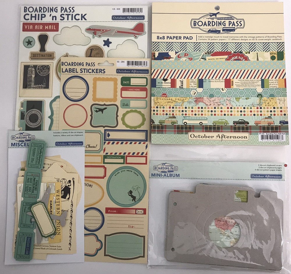 October Afternoon Boarding Pass Scrapbooking Lot *Read*