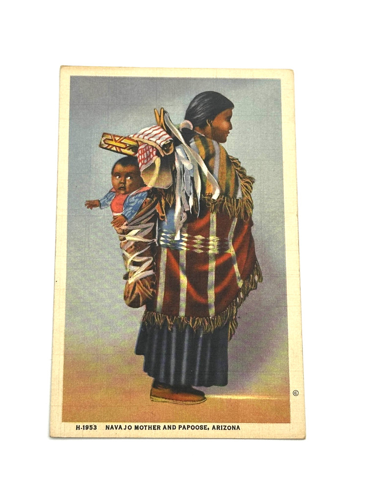 Fred Harvey Postcard Navajo Indian Mother & Papoose - circa 1920s  H-1953