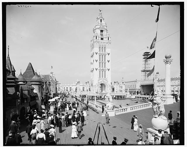 Dreamland Park Coney Island New York 1900s Amusement Park Tower Crowd