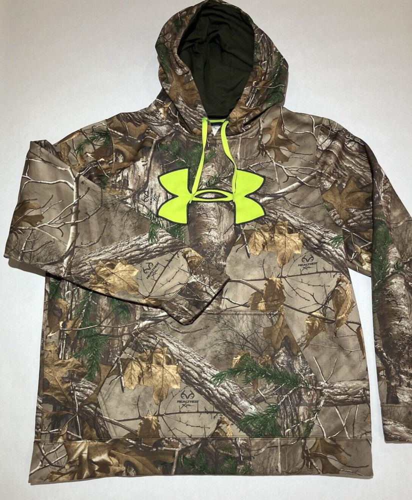 Under Armour RealTree Xtra Camo Hoodie Men L Scent Control Cold Gear Infared
