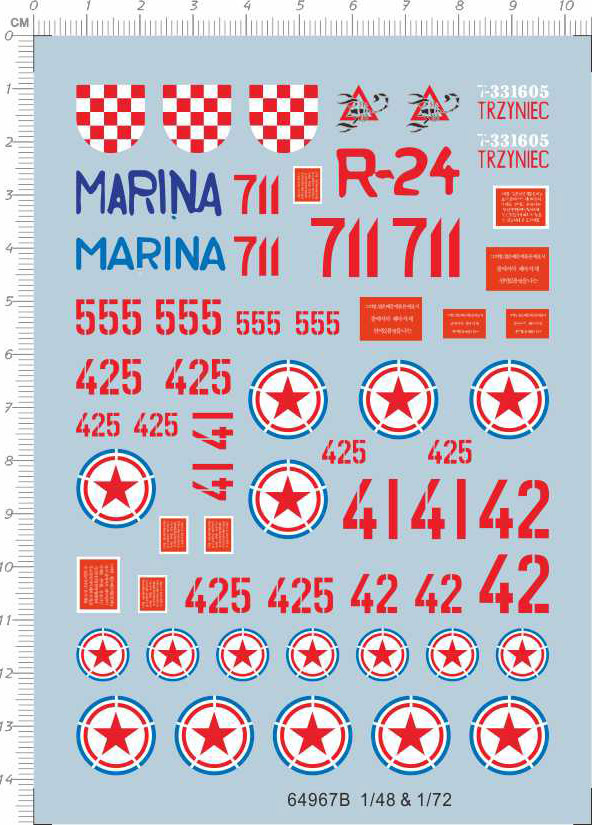 1/48/72 Mikoyan-Gurevich MiG-15bis Fagot-B Mdoel Kit Water Decal