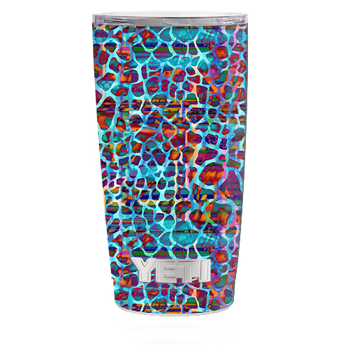 Skin Decal for Yeti 20 oz Rambler Tumbler Cup / Colorful Leopard Print