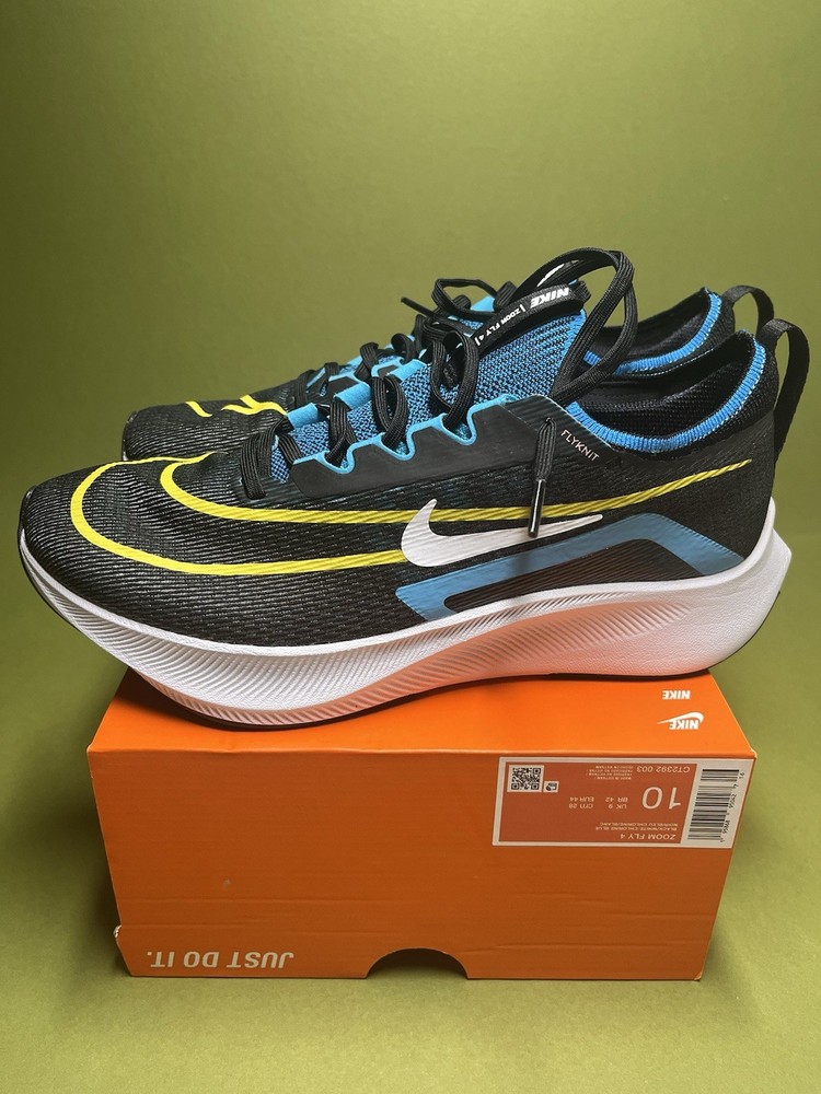 NEW Size: 10M Nike Zoom Fly 4 Black/White Chlorine Blue  CT2392 003