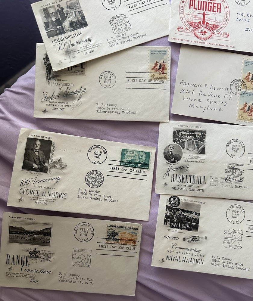 1961 First Day Cover Lot. Mostly FDCs W/ Cachets - Multi State Postmarks