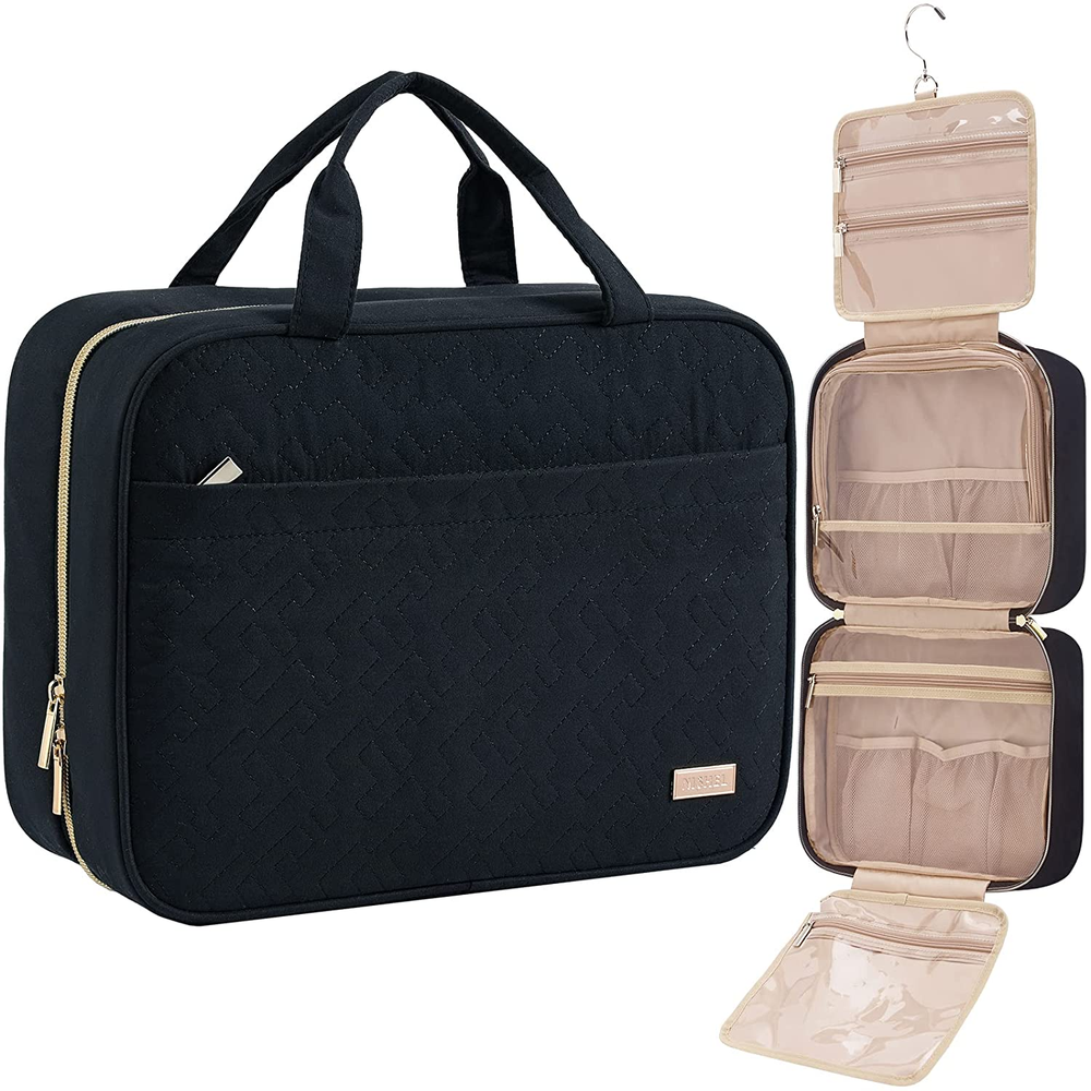 Travel Toiletry Bag for Women, Portable Hanging Organizer for Full-Sized Shampoo