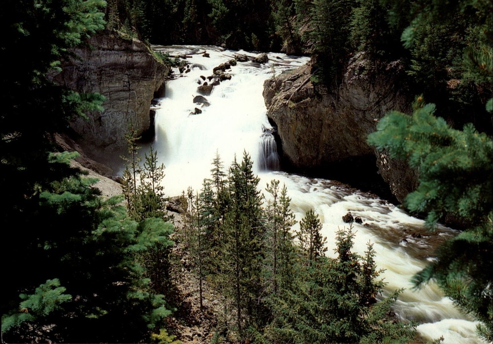 Firehole Falls Yellowstone National Park vintage postcard a840