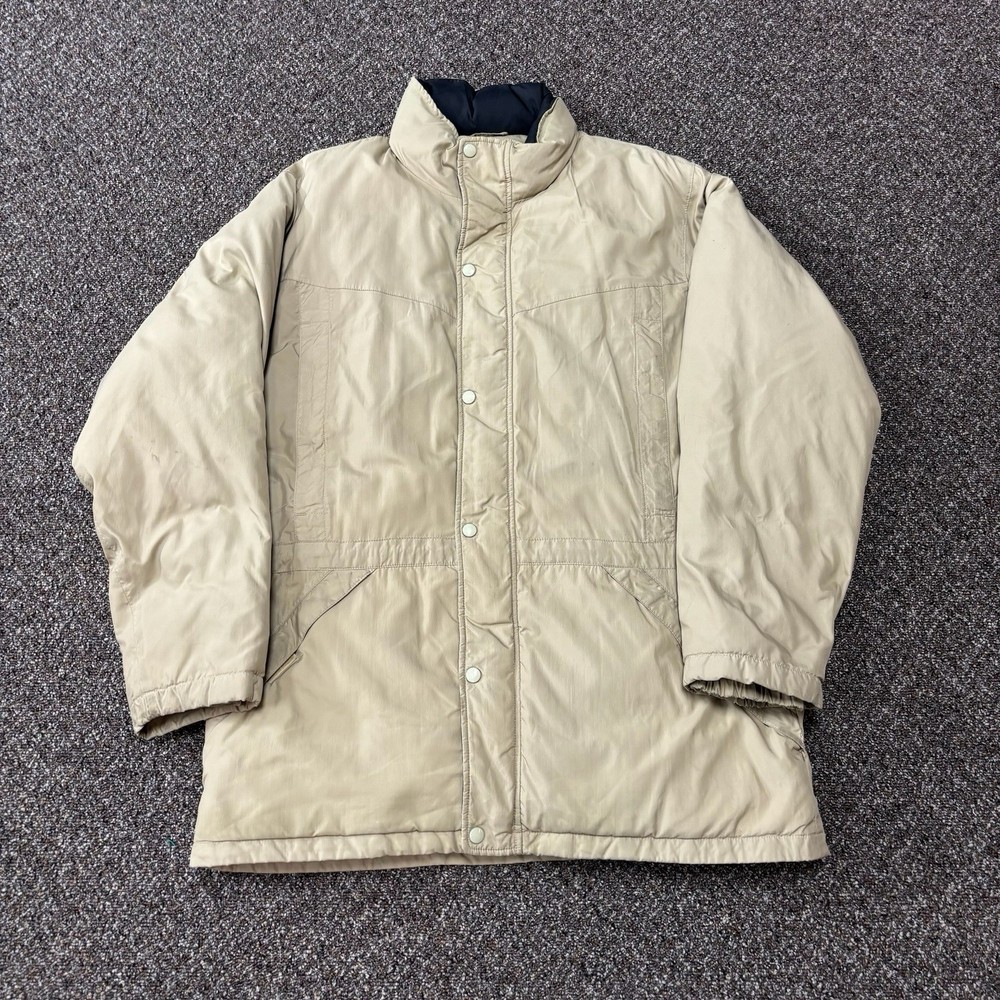 Vintage 1990s Eddie Bauer Tan Goose Down Jacket Puffer Rare Size Large