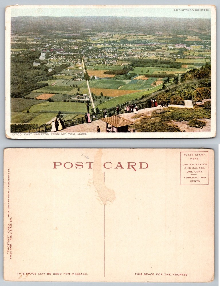 East Hampton MA Mt Tom Scenic View Phostint Postcard Detroit Publishing Co.