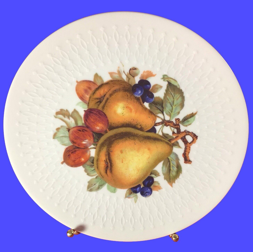 Mitterteich Bavaria Embossed Porcelain Plate Fruit Decor 7 3/4