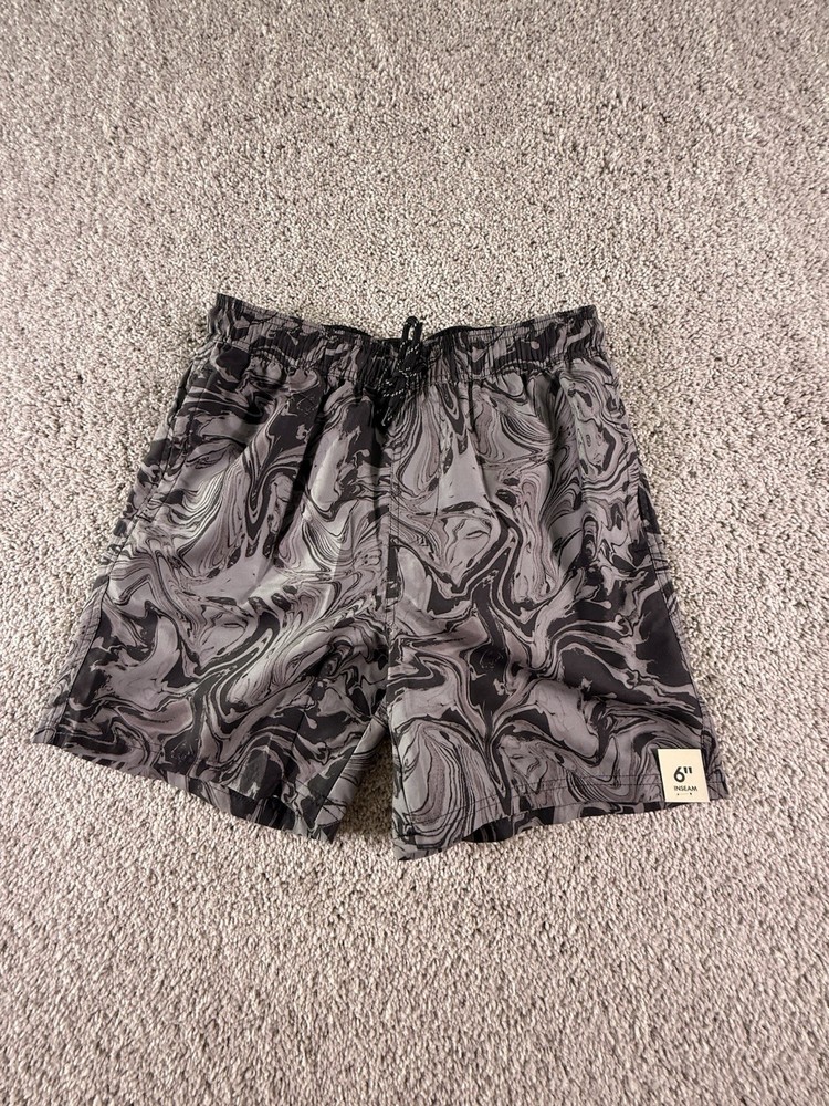 NWT No Boundaries Men’s Shorts Size Small Gray Abstract Elastic Waist Drawstring