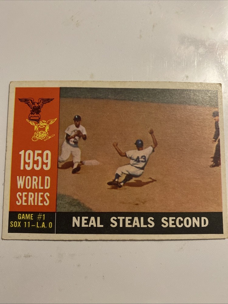 1960 Topps - World Series Charlie Neal #385 Gray Back