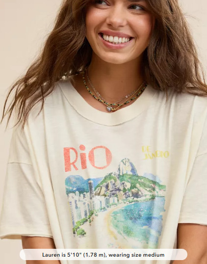 New Aerie Oversized Crew Boyfriend T-Shirt, Natural