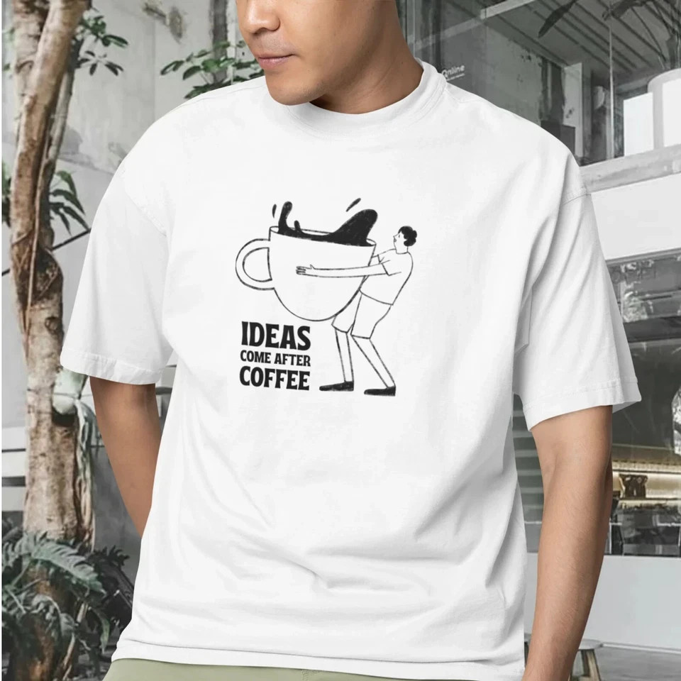 Classic Men's Coffee Lover T-Shirt: Graphic Print, Round Neck, Perfectly Fit