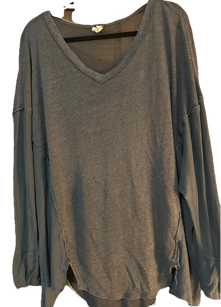 WE THE FREE 100% COTTON LONG SLEEVE GRAYWOMENS TUNIC TOP SIZE M