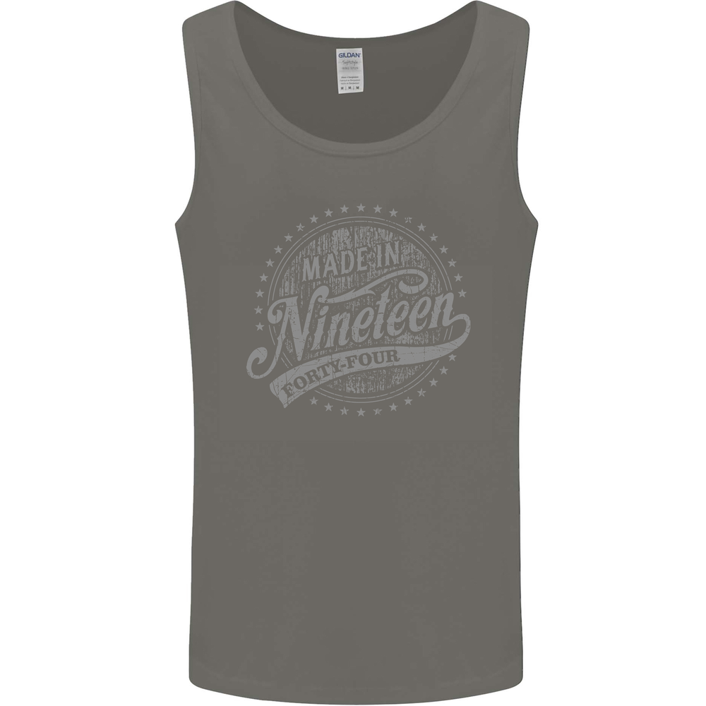 Distressed 81st Birthday Made In 1944 Mens Vest Tank Top Charcoal