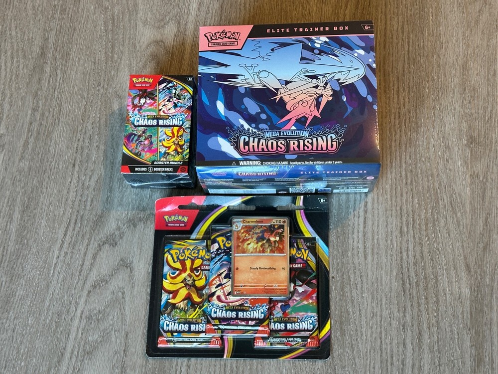 Pokemon Chaos Rising LOT OF 3 ETB, booster box, 3 pack blister - Factory Sealed