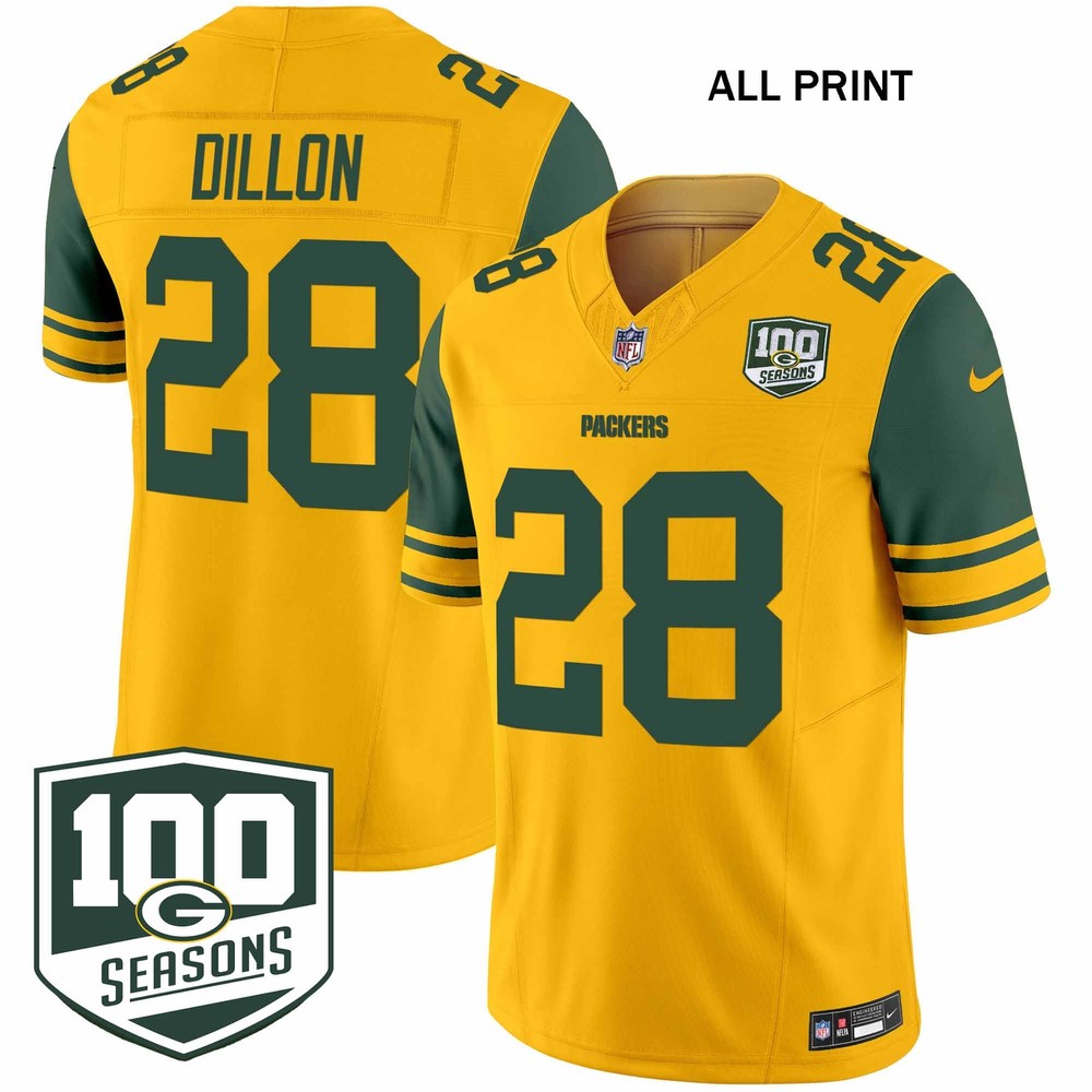 GreenxBay Packers AJ Dillon Throwback Football Jersey - Fully Printed