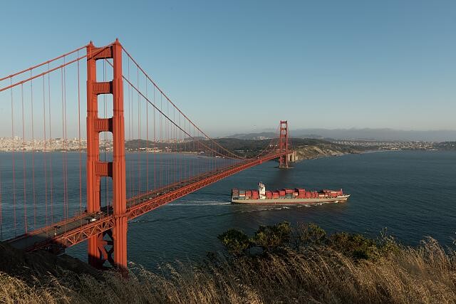 Photo:San Francisco California Golden Gate Bridge Cargo Ship 2012
