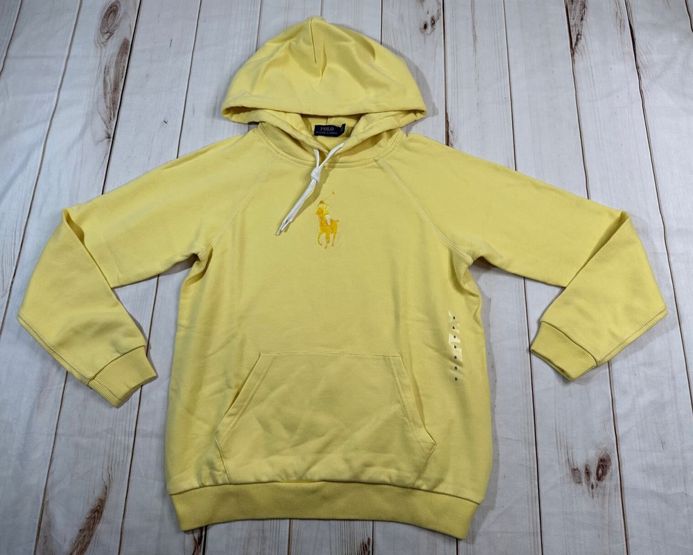 Polo Ralph Lauren Womens Hoodie XS Yellow Fleece Embroidered Big Pony Logo