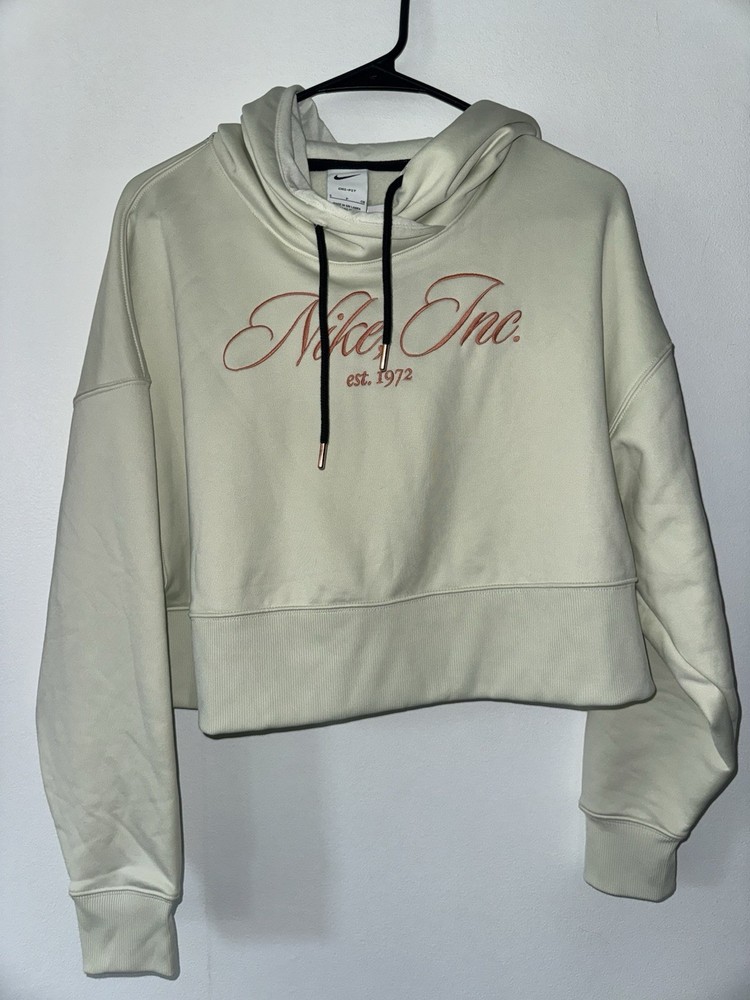 Nike Dri-Fit Cropped Hoodie Women’s Small Ivory Sweatshirt Size Small NWT