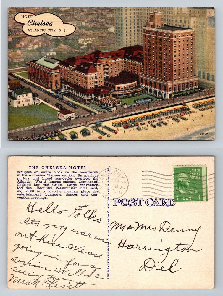 Atlantic City, NJ-New Jersey, Hotel Chelsea Aerial Boardwalk, Vintage Postcard