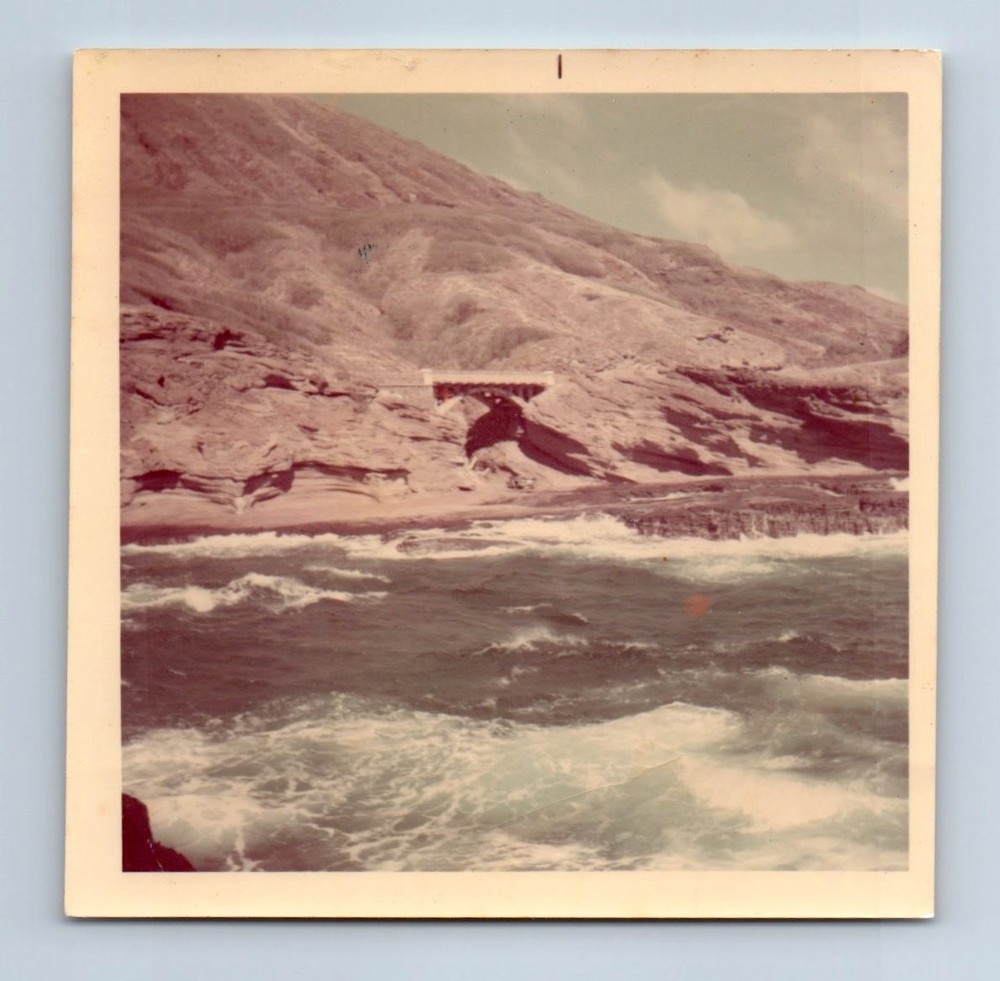 Old Vintage Square Color Photo HAWAII HAWAIIAN ISLAND LANDSCAPE BRIDGE
