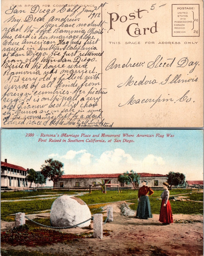 San Diego CA Ramona's Marriage Place Postcard