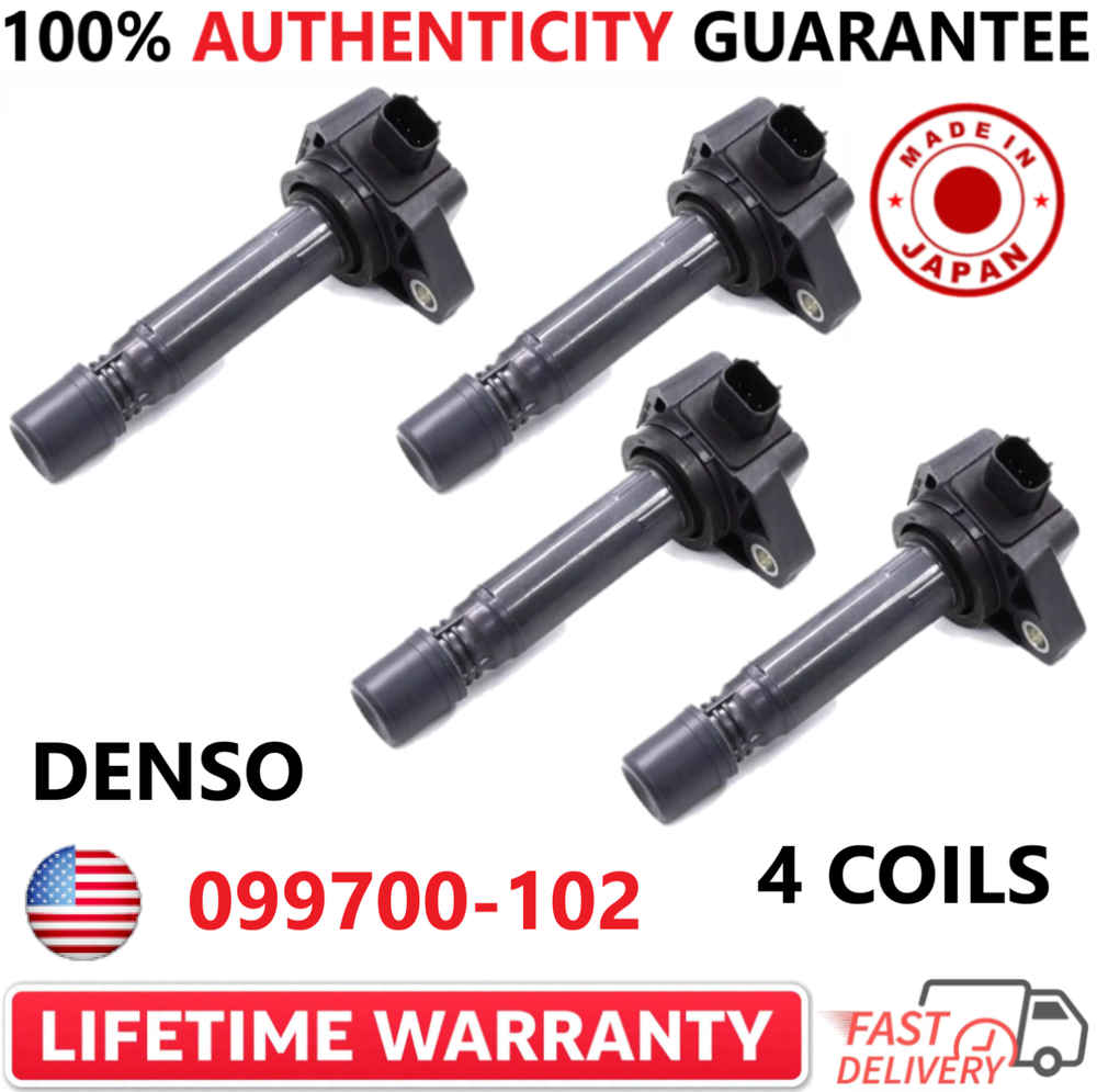Set of 4 OEM DENSO Ignition Coils For 2006-11 Honda Civic 1.8L I4, 30520-RNA-A01
